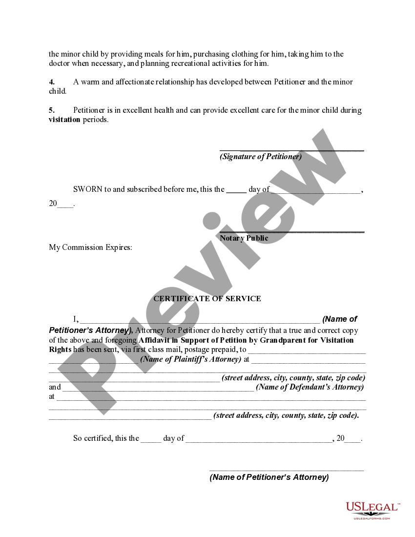 Affidavit By Grandparents In Support Of Petition By Grandparents For