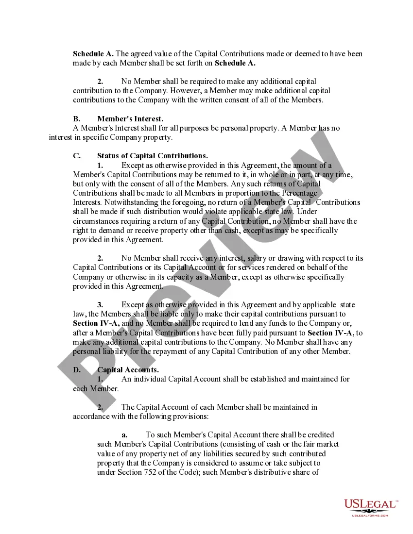 Preview Member Managed Limited Liability Company Operating Agreement
