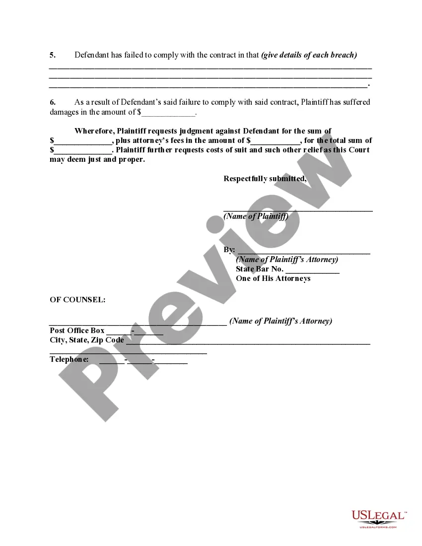Get Complaint Against Building Contractor for Failure to Complete Construction Preview Complaint Against Building Contractor for Failure to Complete Construction