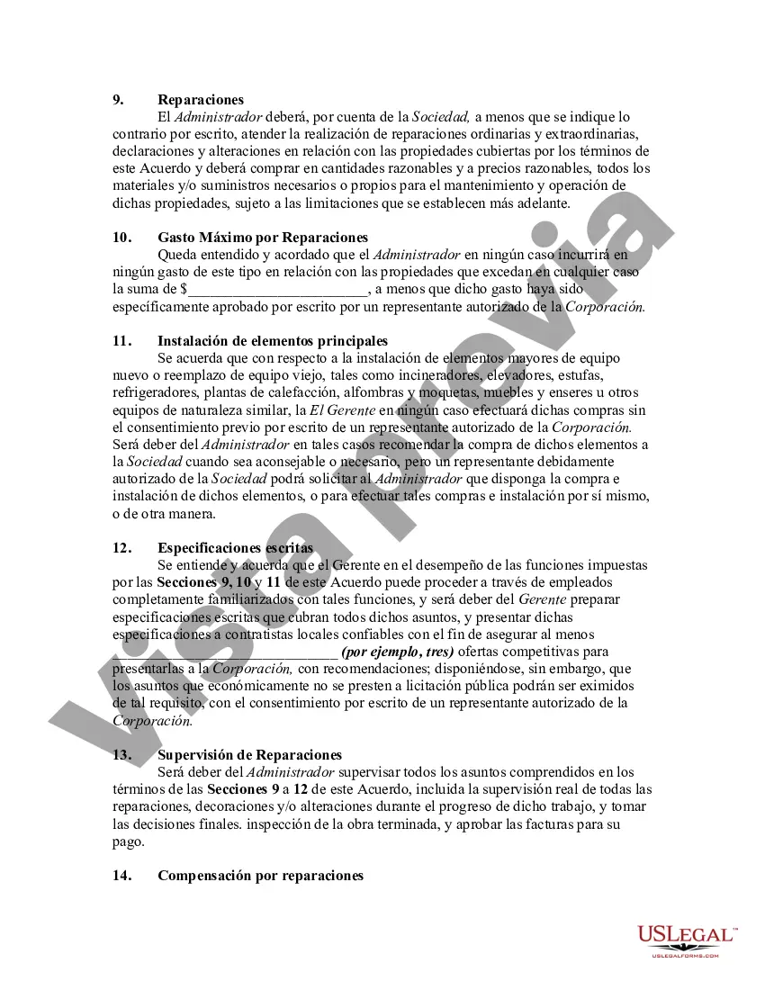 Preview Acuerdo de administración de propiedades con respecto a edificios múltiples