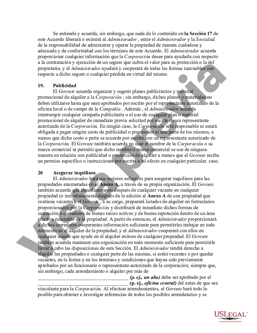 Preview Acuerdo de administración de propiedades con respecto a edificios múltiples