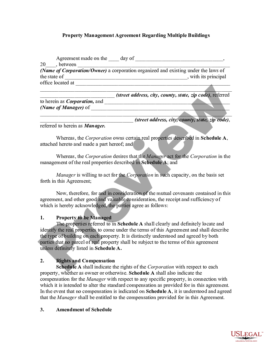 page 0 Property Management Agreement Regarding Multiple Buildings preview