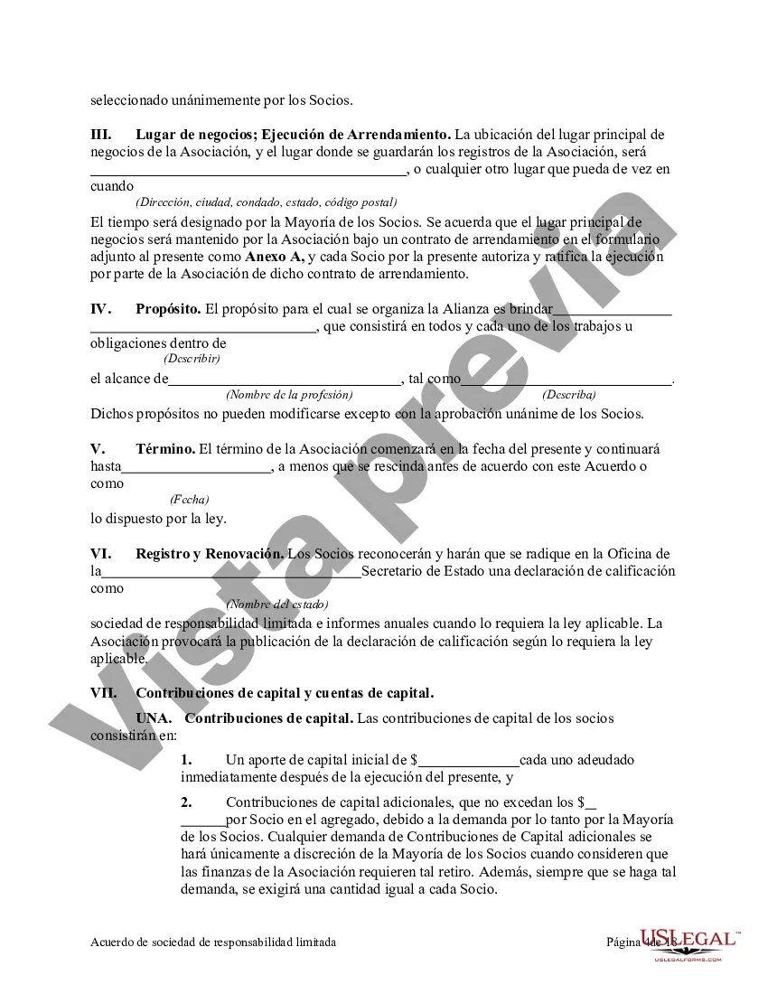 Preview Acuerdo de sociedad de responsabilidad limitada