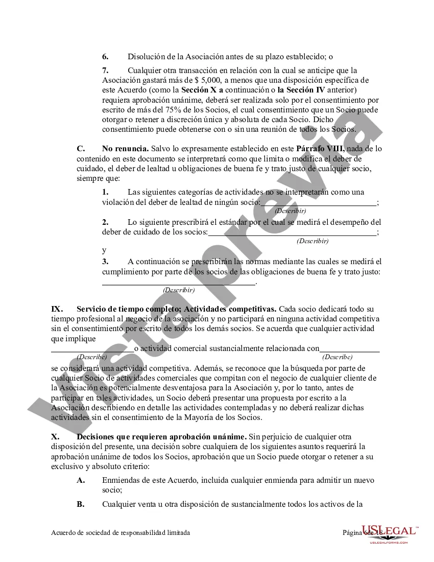 Preview Acuerdo de sociedad de responsabilidad limitada
