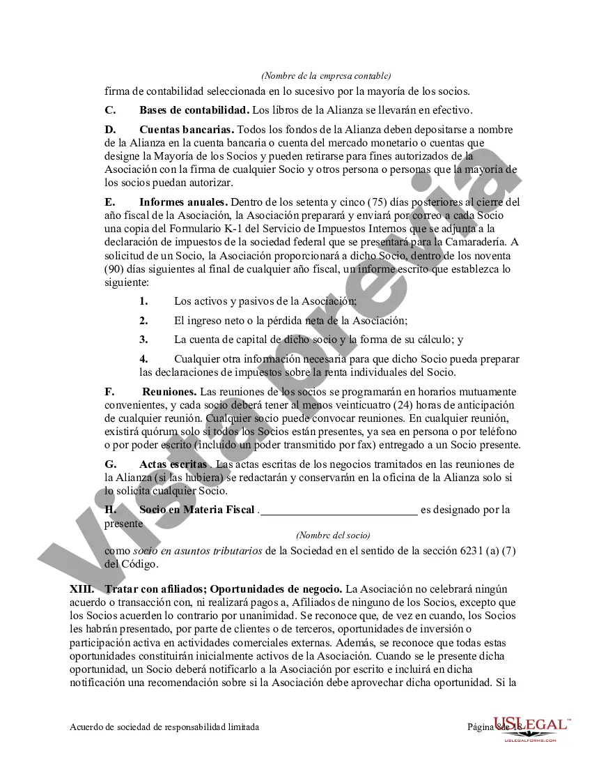 Preview Acuerdo de sociedad de responsabilidad limitada
