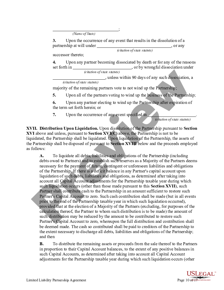 Limited Liability Partnership Agreement Llp US Legal Forms   10 