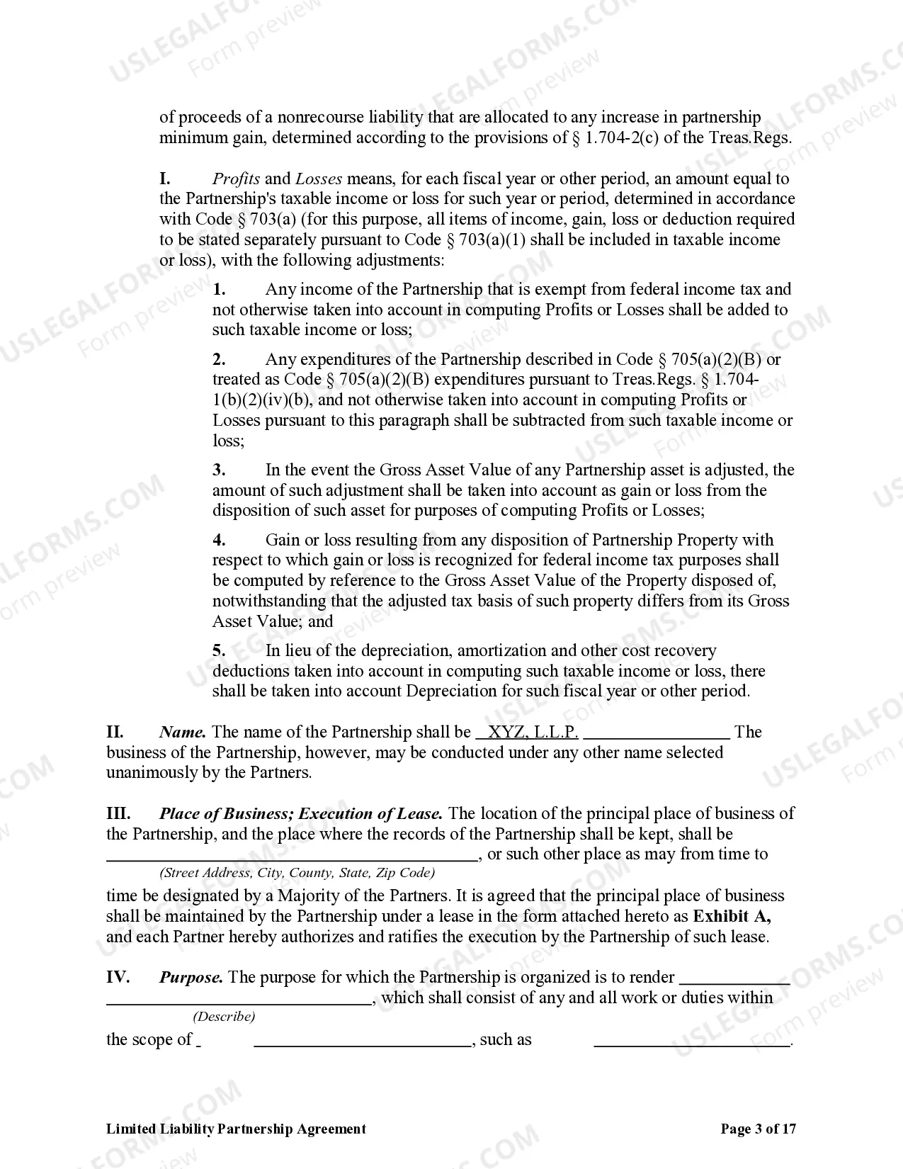 Preview Limited Liability Partnership Agreement