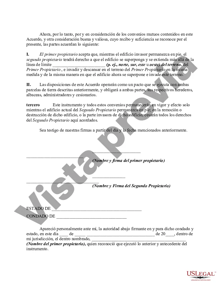Preview Acuerdo entre propietarios colindantes con respecto a la invasión de un edificio