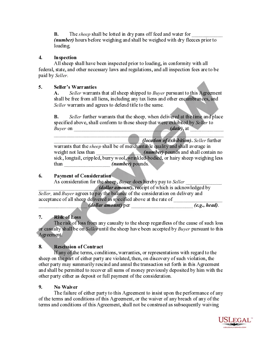 Get Agreement to Sell and Purchase Sheep Preview Agreement to Sell and Purchase Sheep