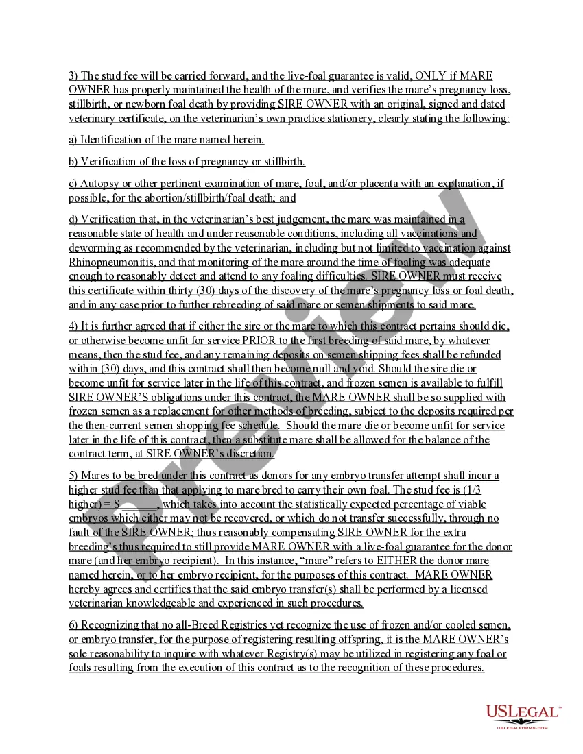 Preview Breeding Contract - Frozen Semen