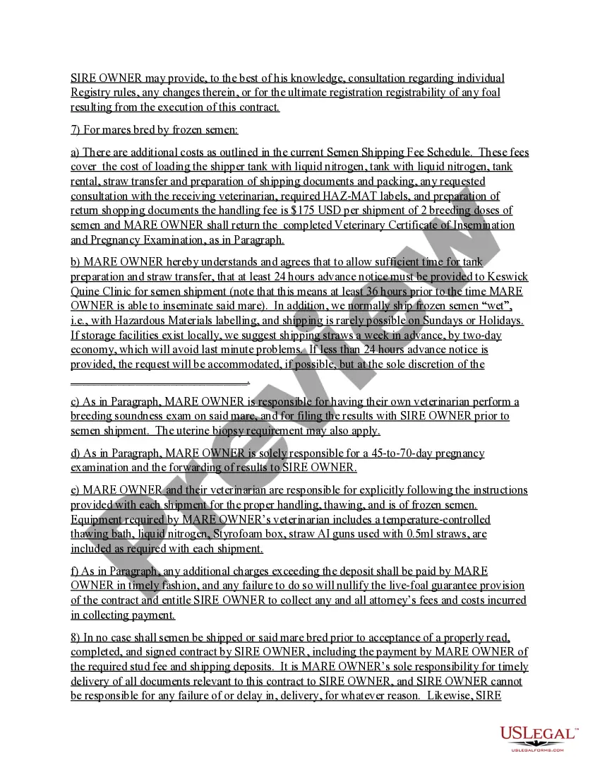 Preview Breeding Contract - Frozen Semen