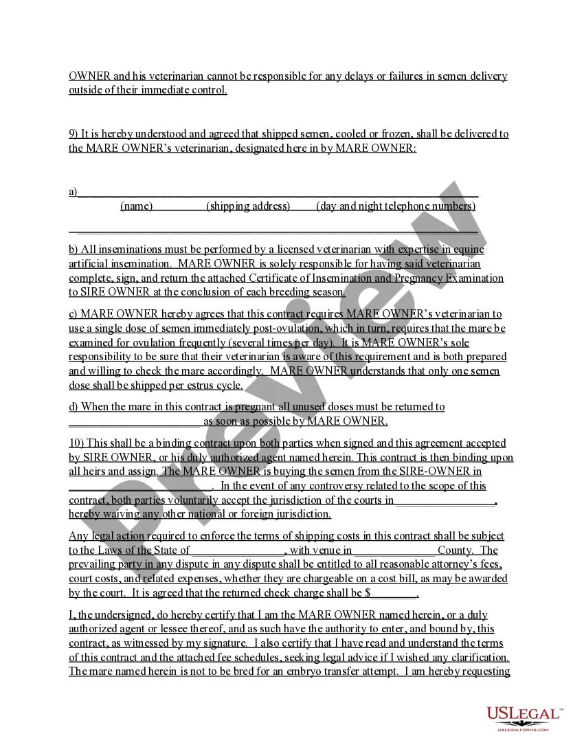 Preview Breeding Contract - Frozen Semen