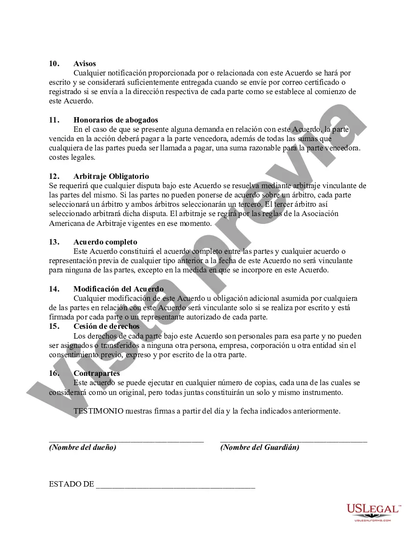 Preview Contrato por los Servicios de Cría de un Perro