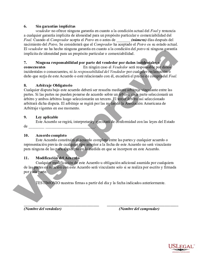 Preview Contrato de venta de potro por nacer