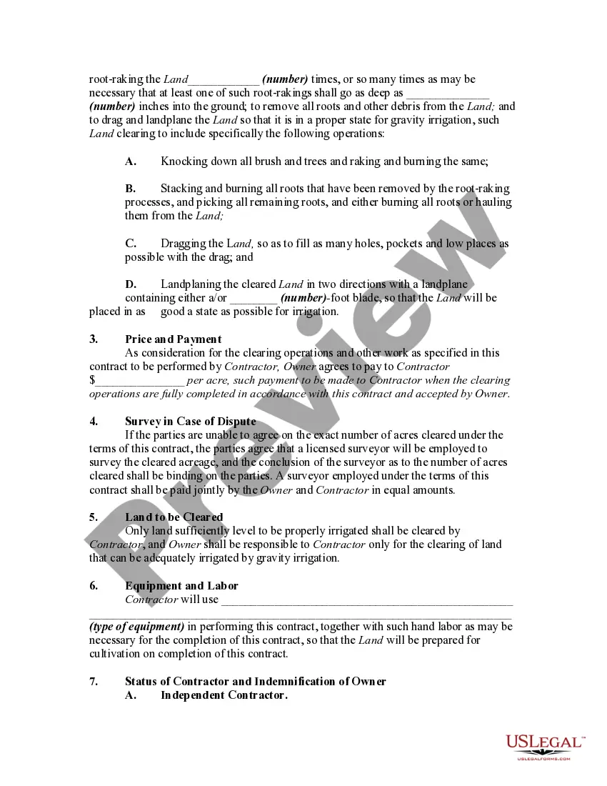 Get Contract for Cultivation of Soil Between Landowner and Self-Employed Independent Contractor Preview Contract for Cultivation of Soil Between Landowner and Self-Employed Independent Contractor
