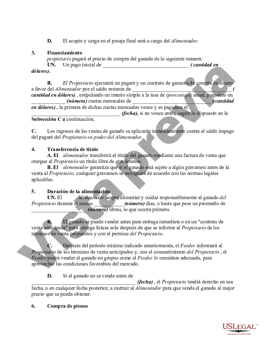 Preview Contrato de Compra y Mantenimiento de Ganado - Contrato de Alimentador