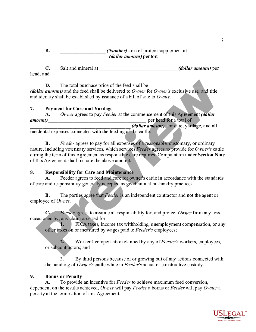 Purchase And Maintenance Agreement For Cattle - Purchase Agreement 