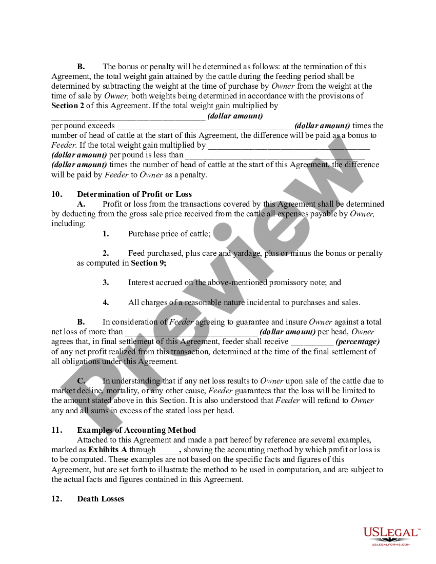 Purchase and Maintenance Agreement for Cattle - Purchase Agreement ...