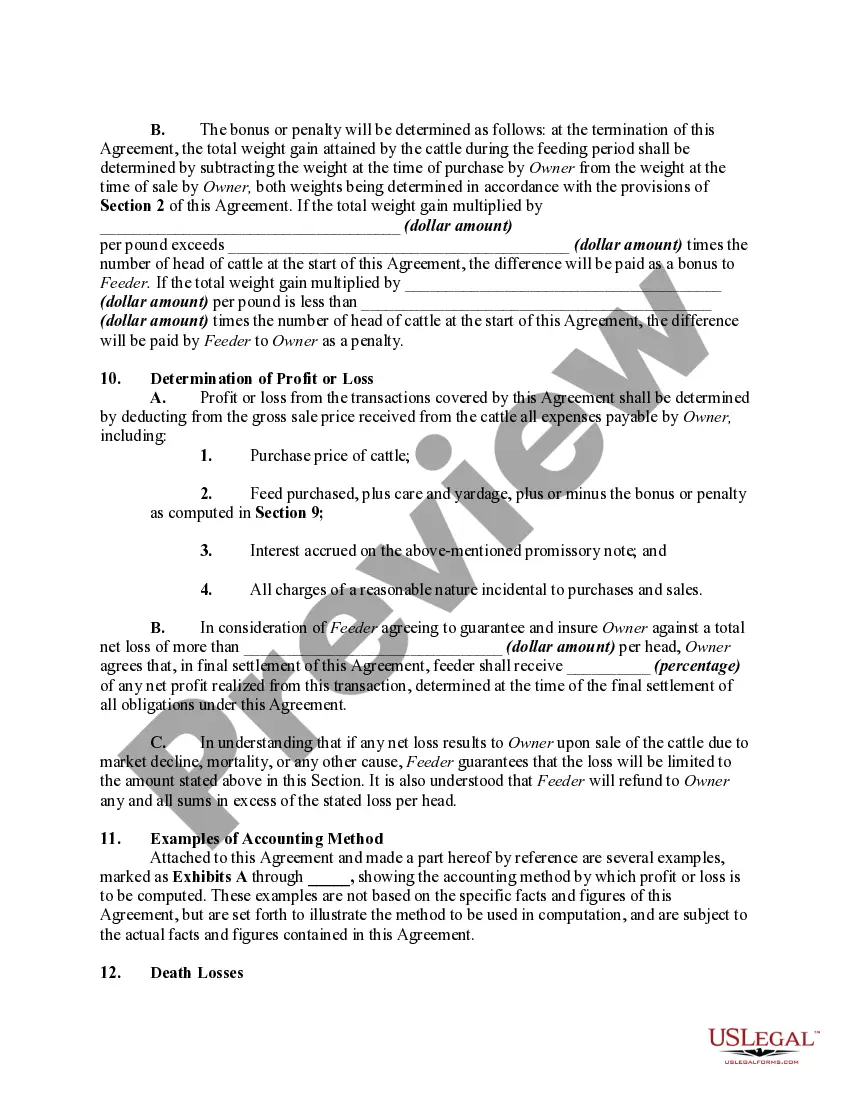 Get Purchase and Maintenance Agreement for Cattle - Feeder Contract Preview Purchase and Maintenance Agreement for Cattle - Feeder Contract