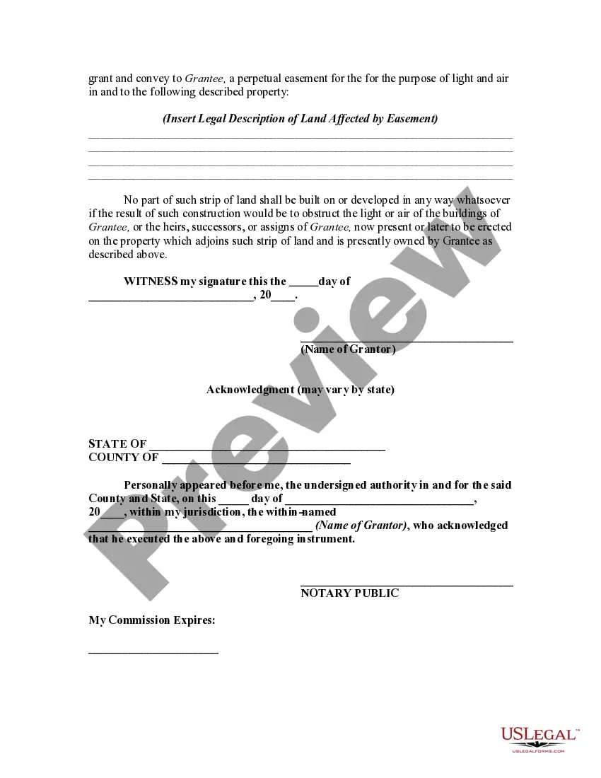 Get Grant of Easement for Light and Air Preview Grant of Easement for Light and Air