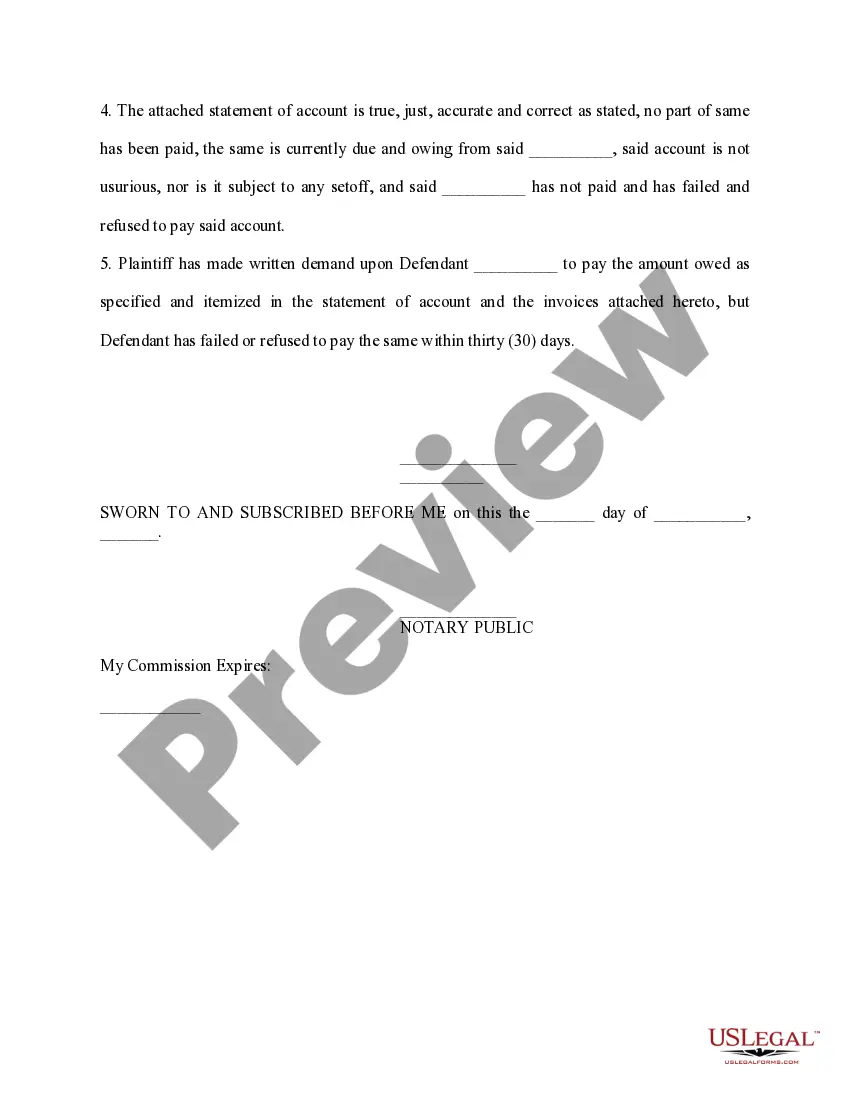 Get Affidavit of Amount Due on Open Account Preview Affidavit of Amount Due on Open Account