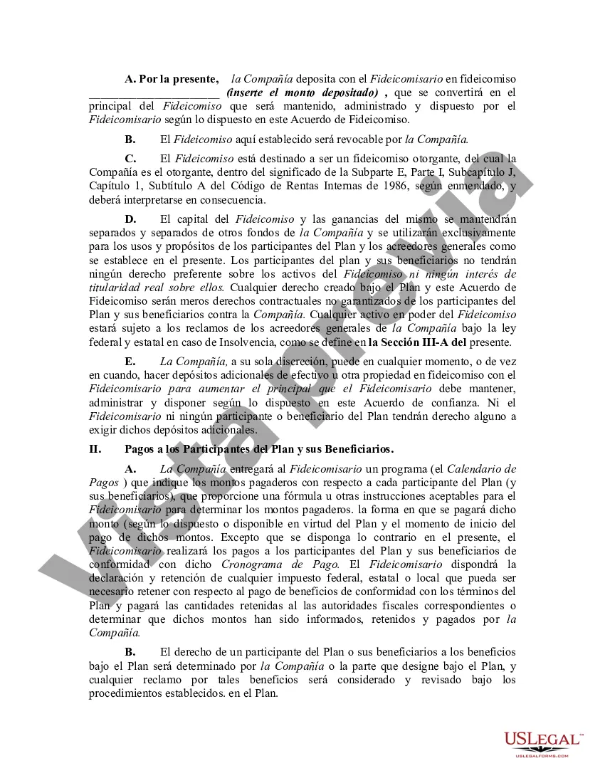 Preview Fideicomiso de compensación diferida no calificada para el beneficio de empleados ejecutivos: un fideicomiso de rabino