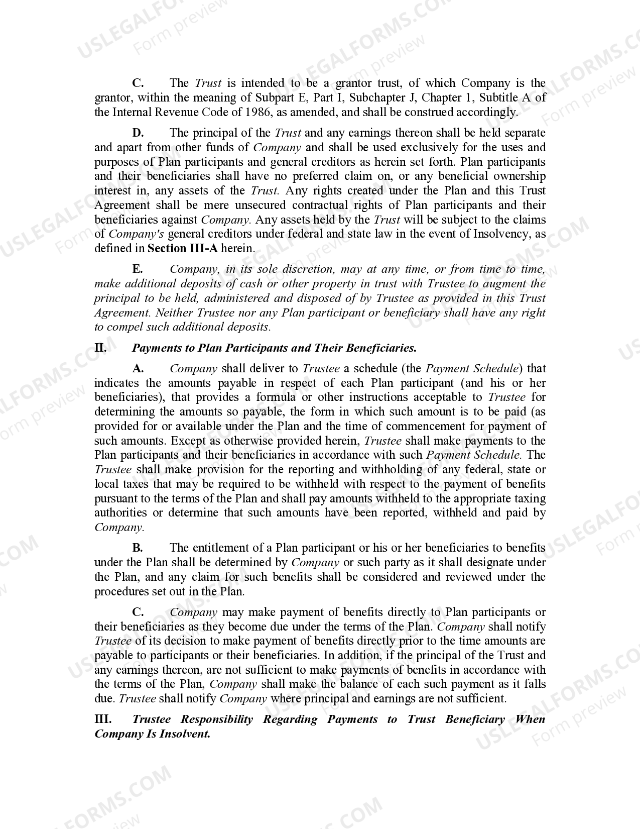 Rabbi Trust Deferred Compensation – UKZFM