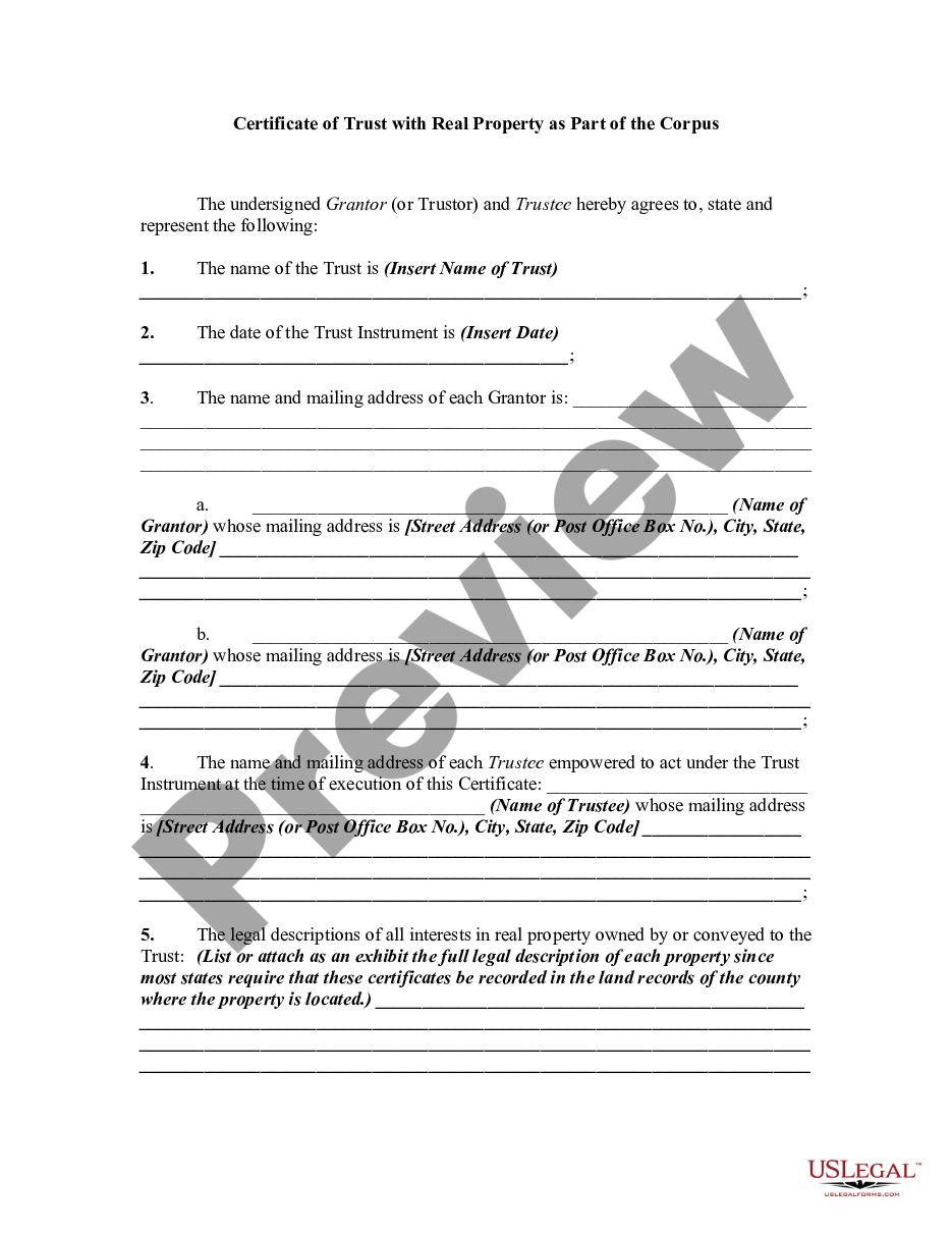 Broward Florida Certificate of Trust for Testamentary Trust US Legal