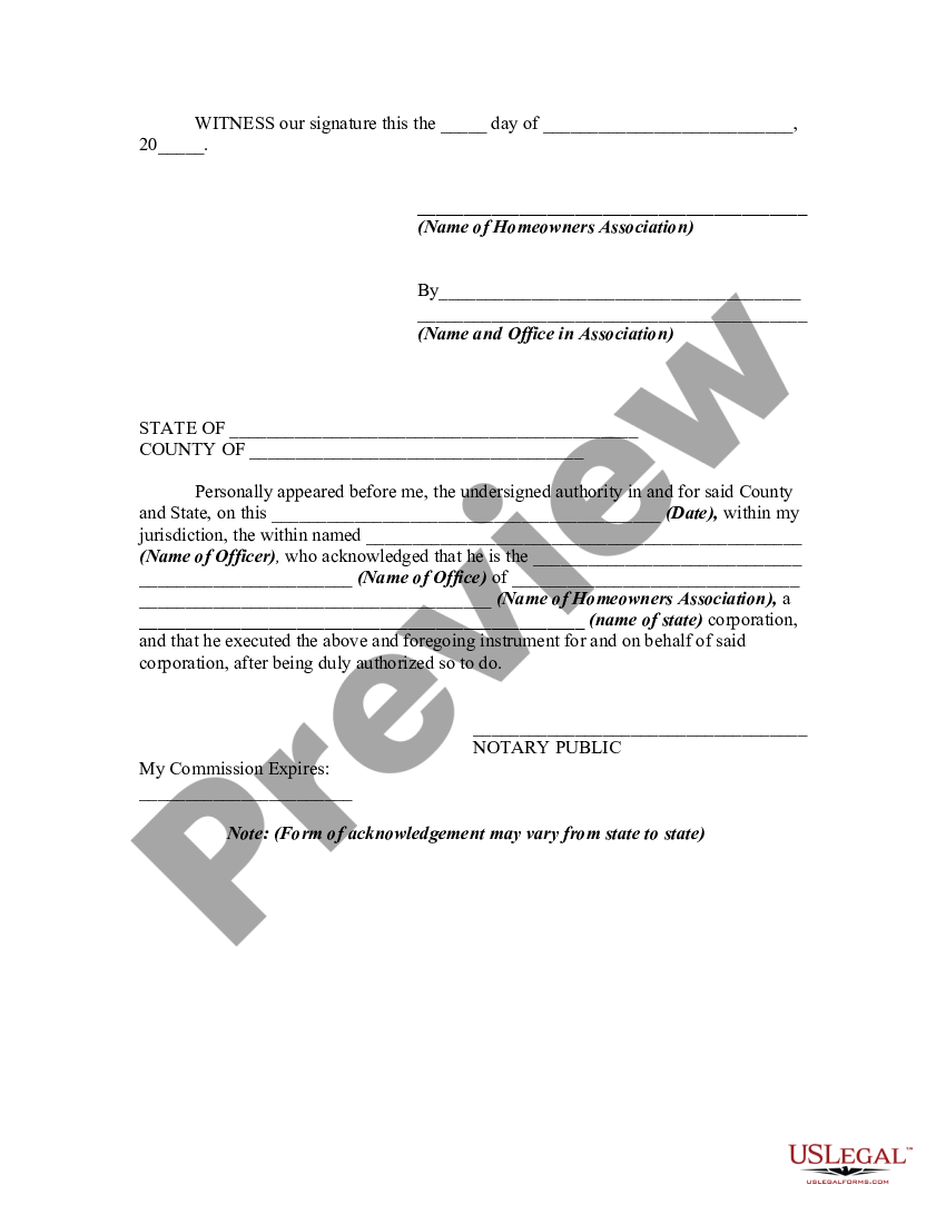 Notice Of Lien To A Subdivision Lot Owner For Unpaid Assessment 