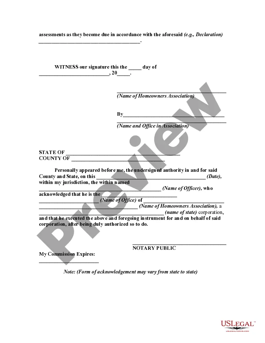 Get Notice of Lien to a Subdivision Lot Owner For Unpaid Assessment Preview Notice of Lien to a Subdivision Lot Owner For Unpaid Assessment