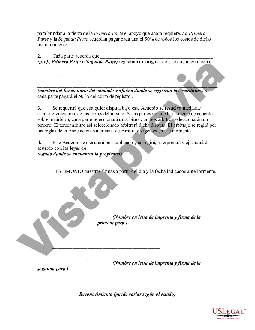 Preview Acuerdo entre propietarios colindantes sobre el mantenimiento del muro a lo largo del límite común