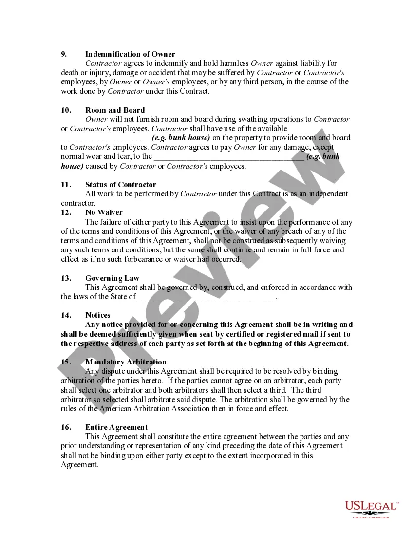 Get Contract Between Landowner and Contractor to Swath Hay Preview Contract Between Landowner and Contractor to Swath Hay