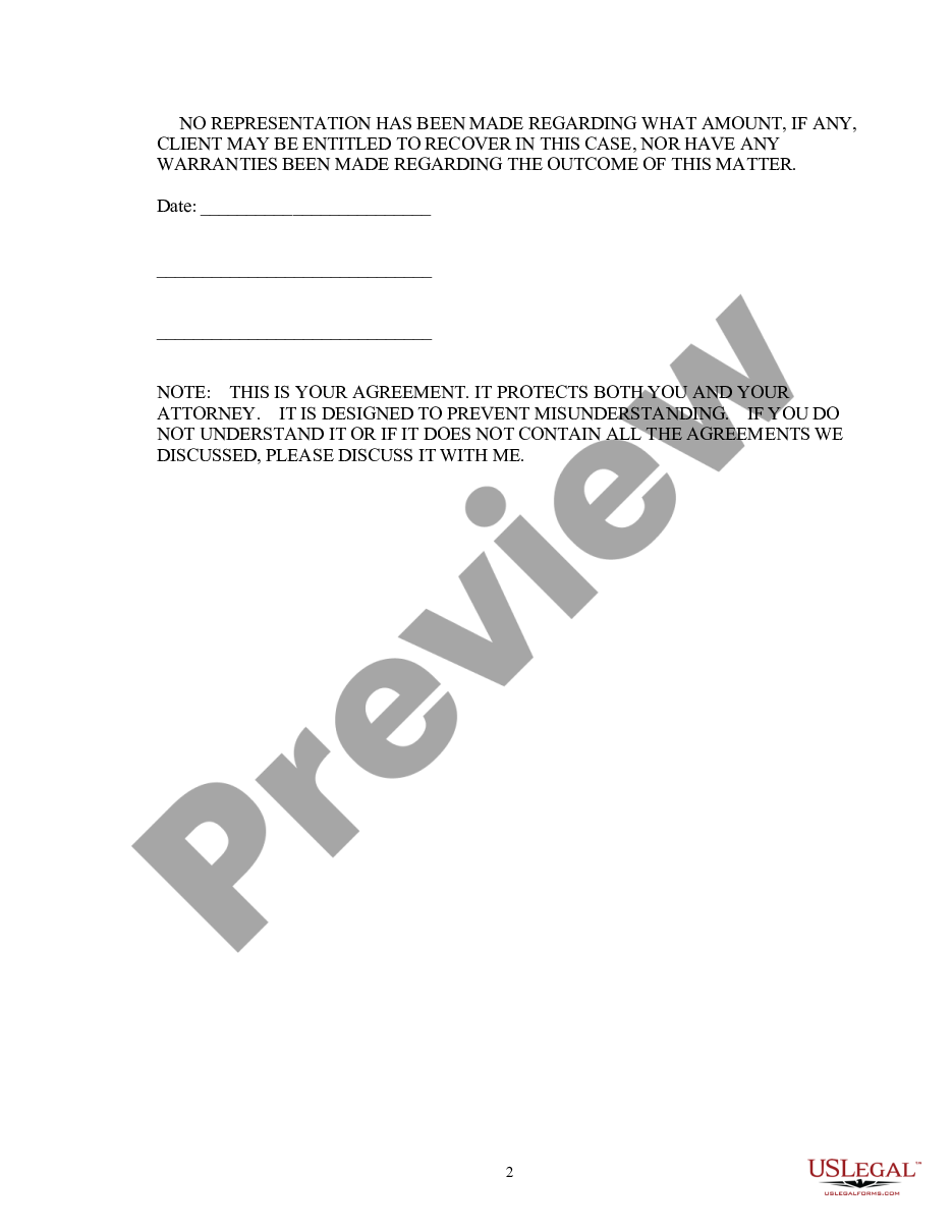 page 1 Attorney Fee Letter - Contingency Agreement preview