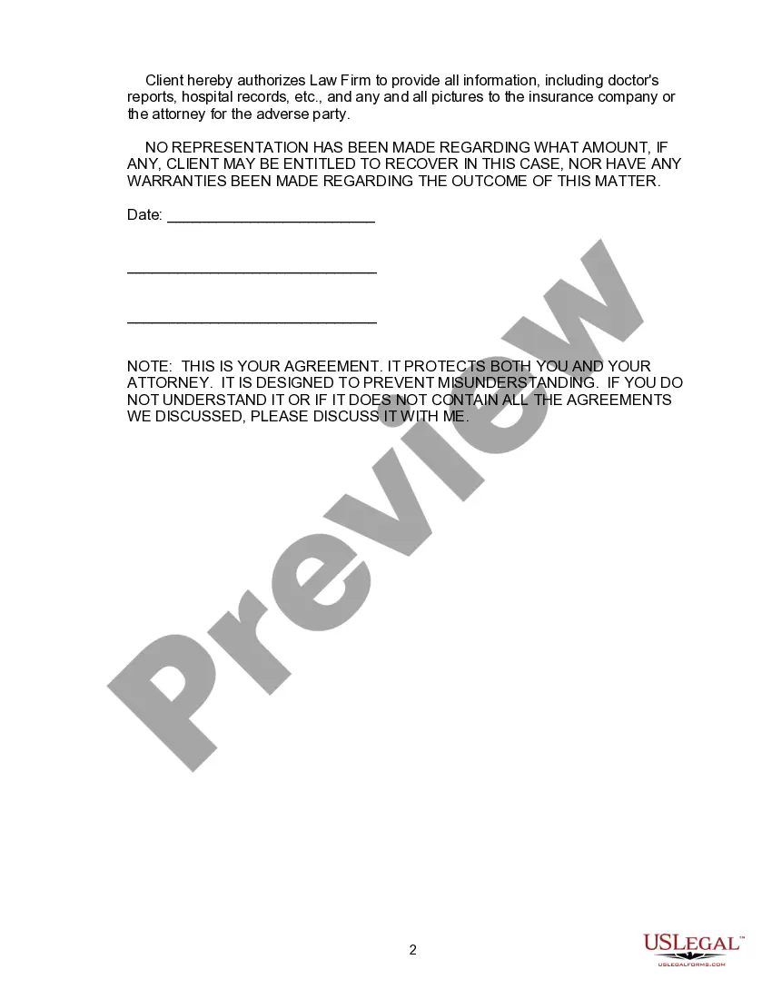 Preview Attorney Fee Letter - Contingency Agreement