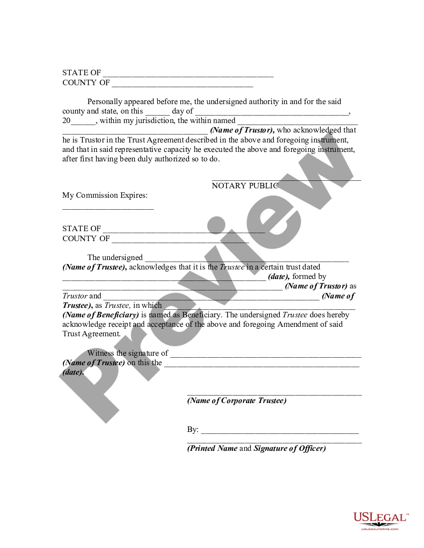 Amendment of Declaration of Trust with Cancellation and Addition of ...