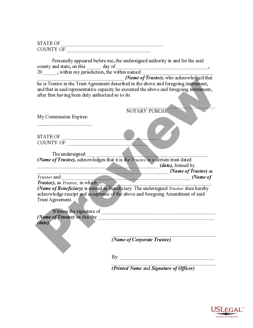 Get Amendment of Declaration of Trust with Cancellation and Addition of Sections and the Consent of Trustee Preview Amendment of Declaration of Trust with Cancellation and Addition of Sections and the Consent of Trustee