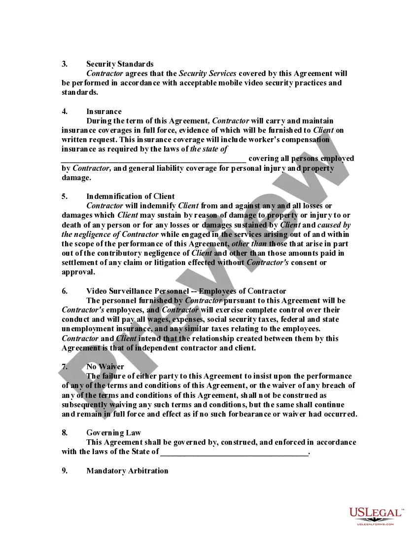 Get Agreement to Provide Mobile Video Event Security and Surveillance Preview Agreement to Provide Mobile Video Event Security and Surveillance