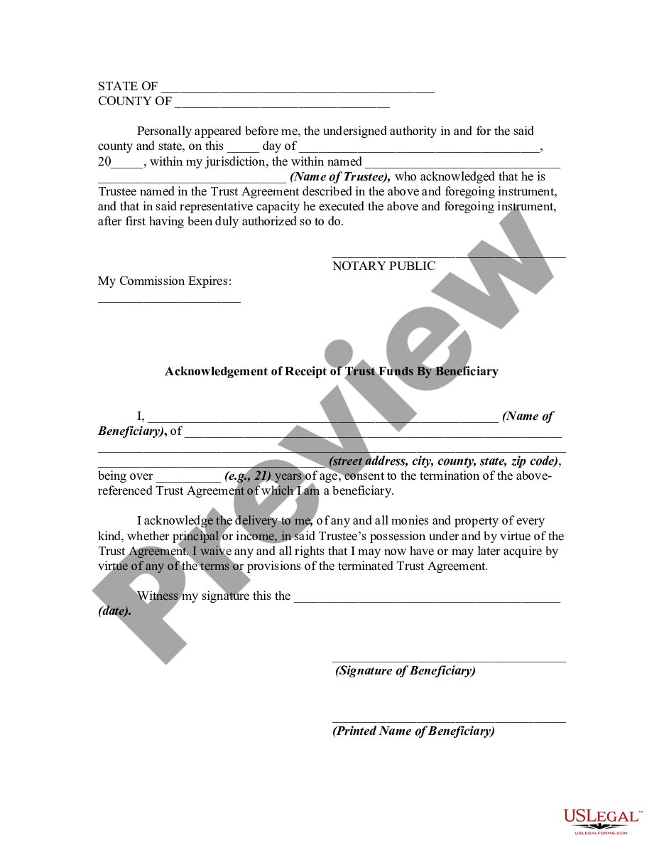 termination-of-trust-by-trustee-and-acknowledgment-of-receipt-of-trust