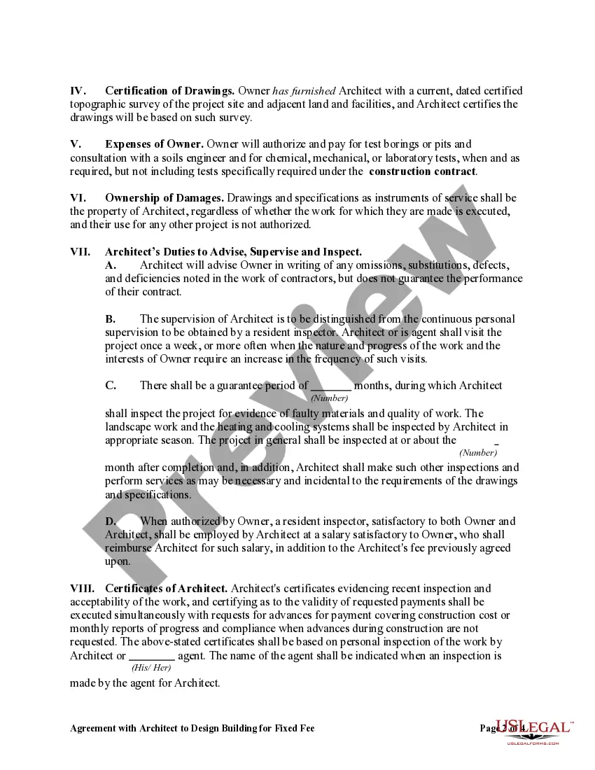 Get Agreement with Architect to Design Building for Fixed Fee Preview Agreement with Architect to Design Building for Fixed Fee