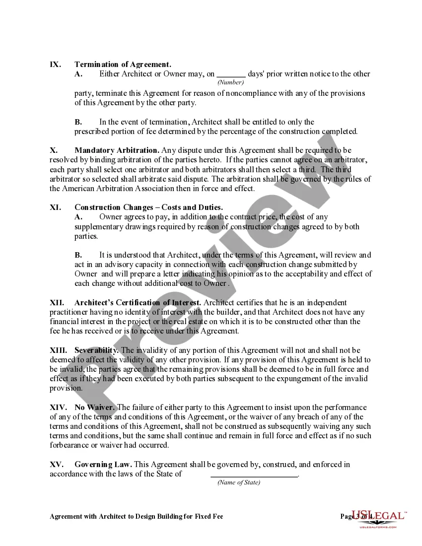 Get Agreement with Architect to Design Building for Fixed Fee Preview Agreement with Architect to Design Building for Fixed Fee