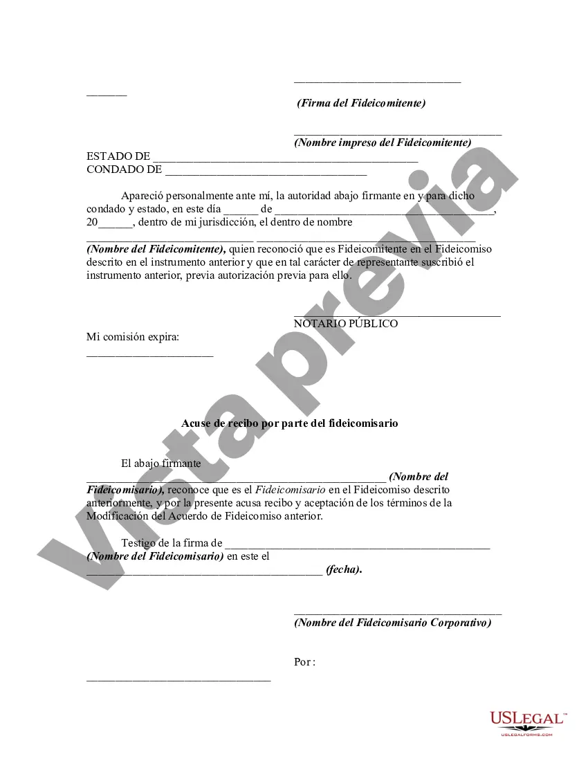 Preview Forma General de Modificación del Contrato de Fideicomiso