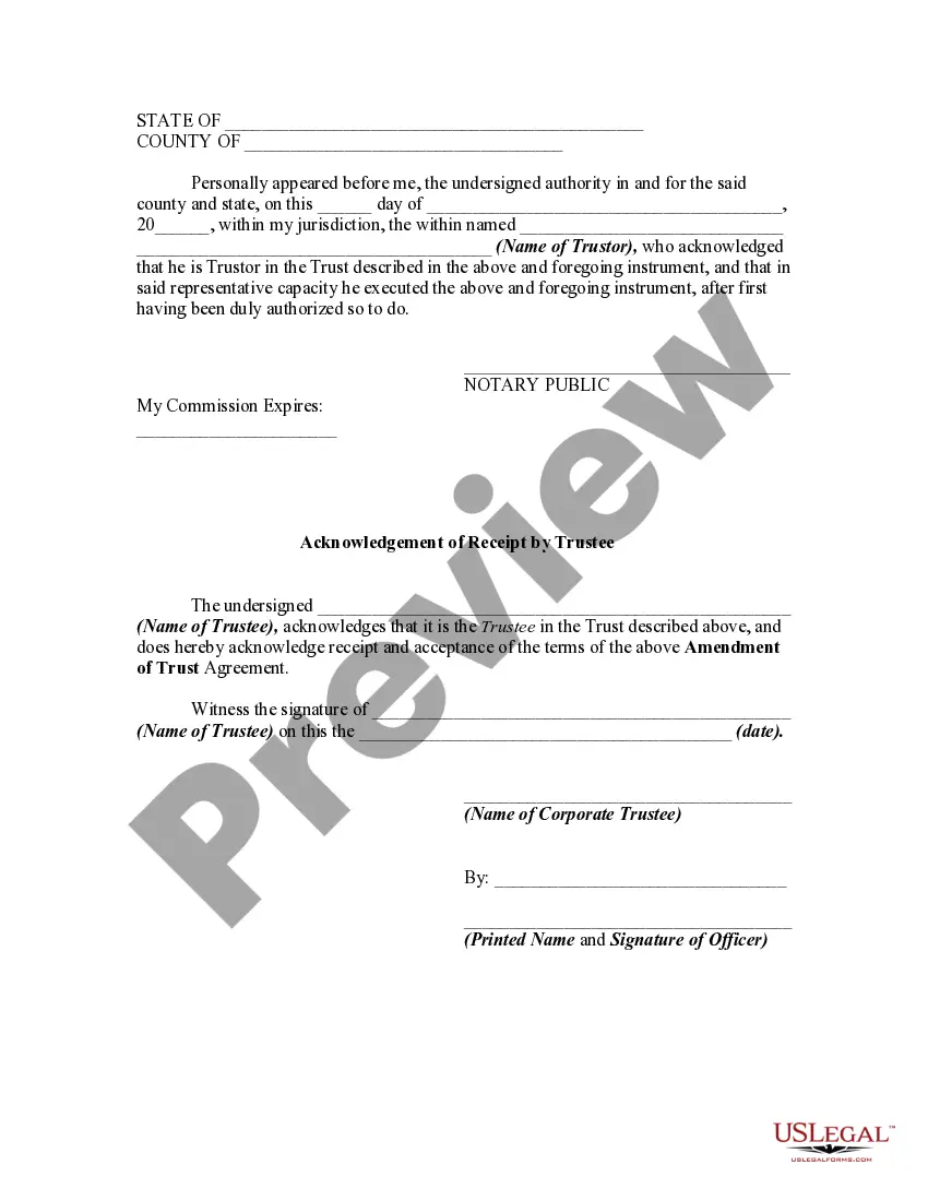 Get General Form of Amendment of Trust Agreement Preview General Form of Amendment of Trust Agreement