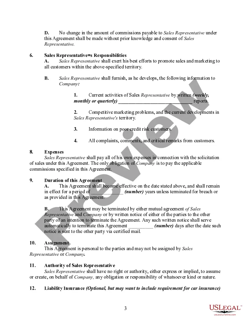 Get Agreement between Service Company and Independent Sales Representative Preview Agreement between Service Company and Independent Sales Representative