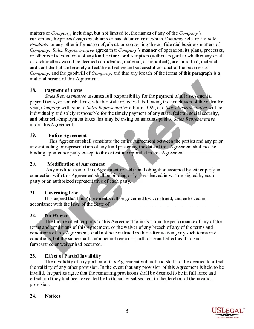 Get Agreement between Service Company and Independent Sales Representative Preview Agreement between Service Company and Independent Sales Representative