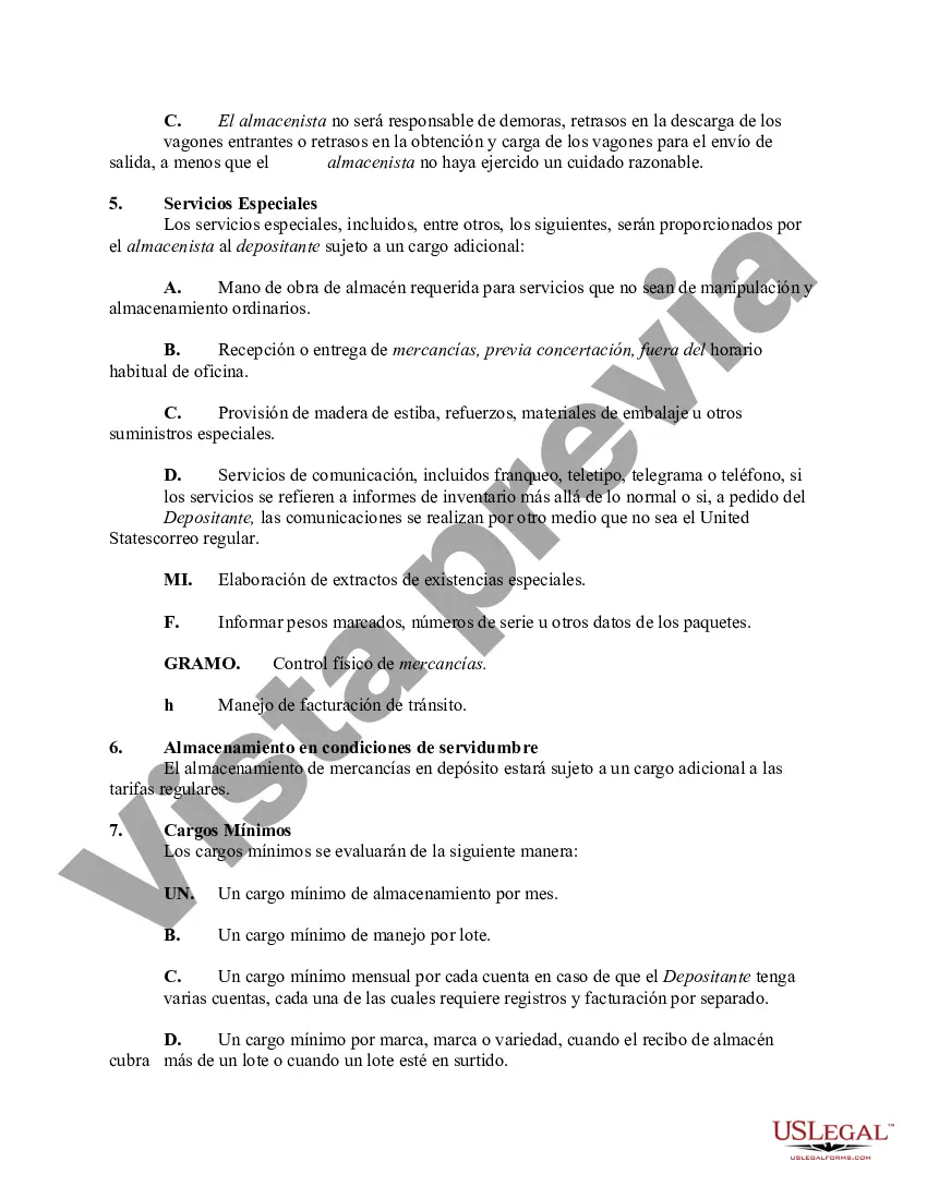 Preview Contrato General de Depósito con Empresa Almacenista para Almacenamiento de Mercancías
