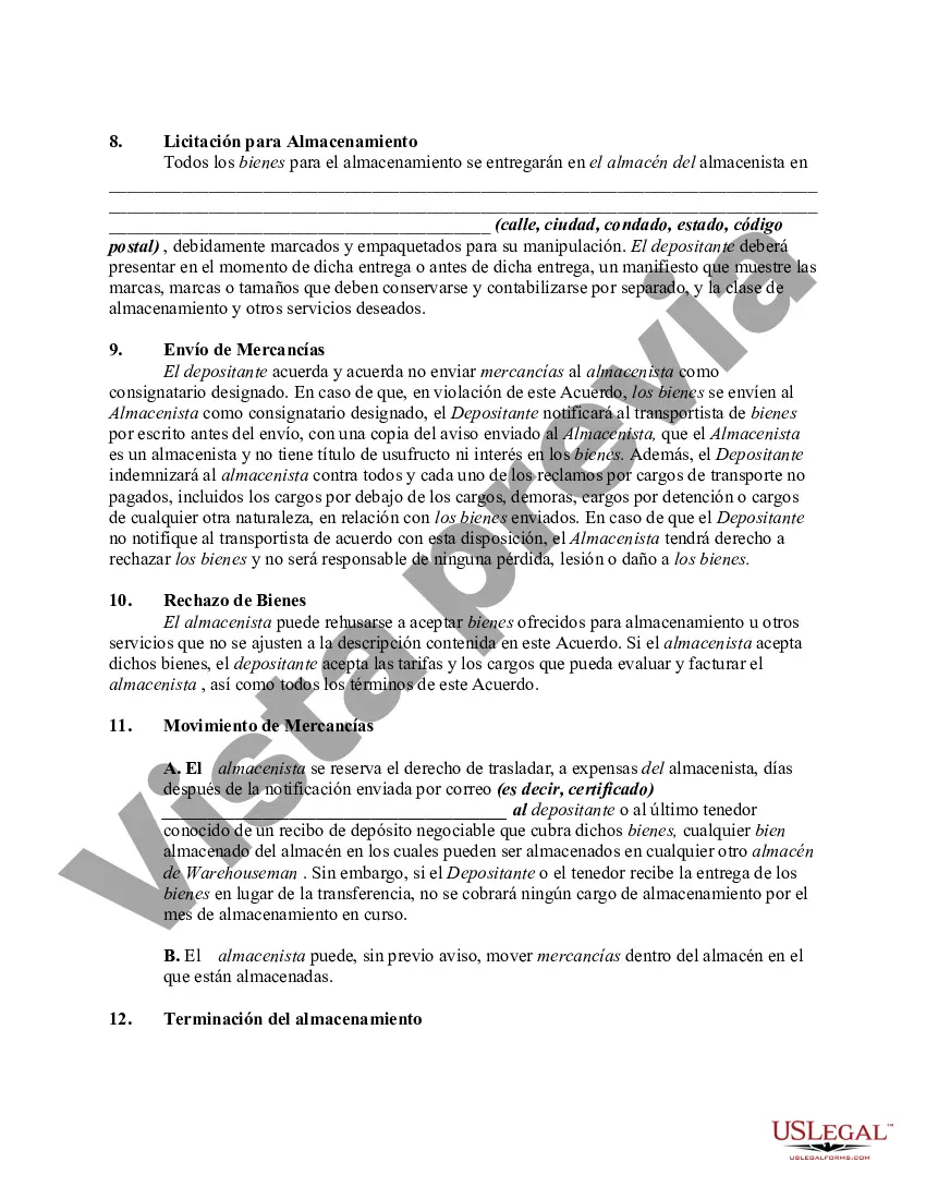 Preview Contrato General de Depósito con Empresa Almacenista para Almacenamiento de Mercancías