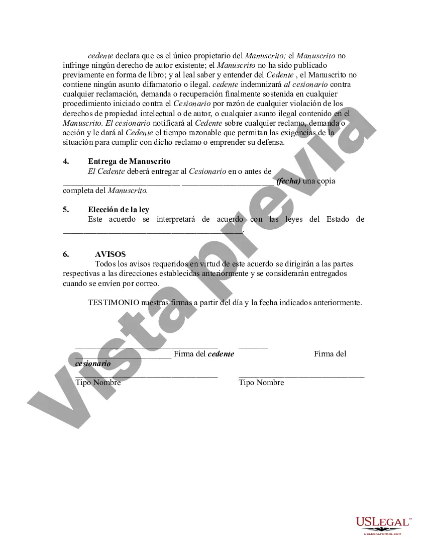 Get Cesión de derechos sobre manuscrito inédito Preview Cesión de derechos sobre manuscrito inédito