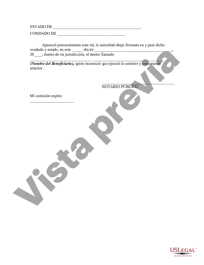 Get Cesión por parte del Beneficiario de un Interés en el Fideicomiso Formado para el Beneficio del Beneficiario Preview Cesión por parte del Beneficiario de un Interés en el Fideicomiso Formado para el Beneficio del Beneficiario