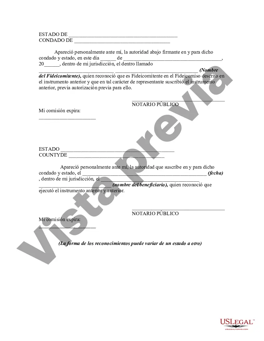 Get Establecimiento de la fecha de terminación y liberación por parte del fideicomitente del derecho a revocar el fideicomiso antes de la fecha de terminación Preview Establecimiento de la fecha de terminación y liberación por parte del fideicomitente del derecho a revocar el fideicomiso antes de la fecha de terminación