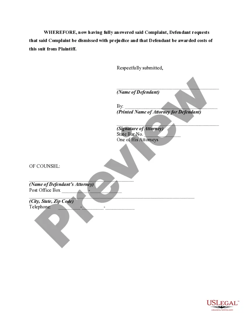 Get Answer to Complaint on Open Account and Alleging Nonconformity of Goods Cured by Conforming Delivery Preview Answer to Complaint on Open Account and Alleging Nonconformity of Goods Cured by Conforming Delivery